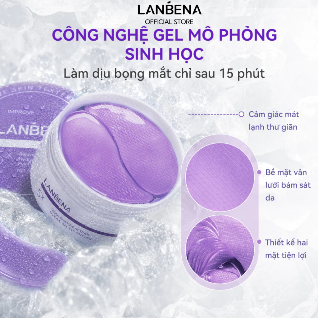LANBENA Mặt nạ mắt 5x Retinol (60 miếng) - hỗ trợ chống lão hóa,giảm nếp nhăn,cải thiện độ săn chắc Skincare