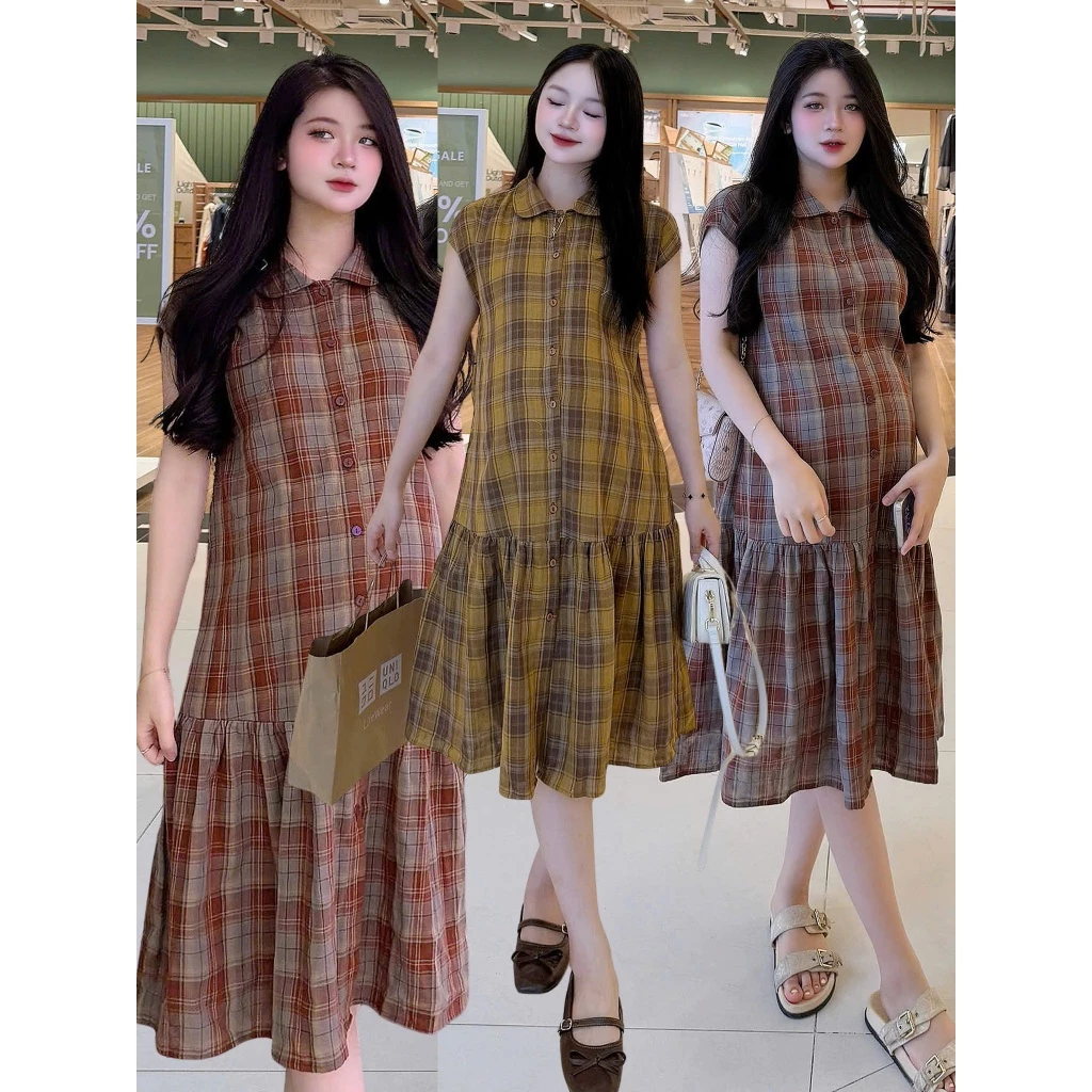 Đầm váy bầu mùa hè váy bầu công sở cho mẹ bầu mặc đi làm đi chơi đi tiệc váy bầu dáng dài chất linen mát