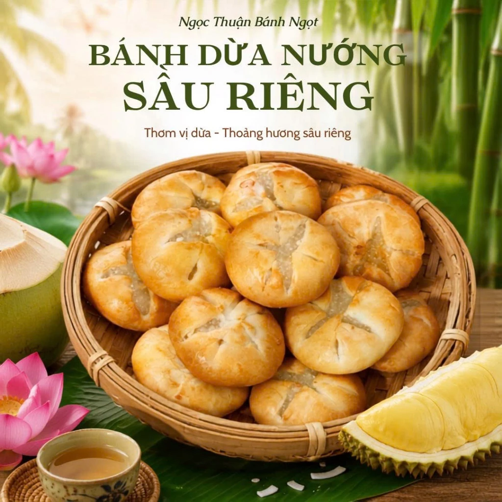 Bánh Dừa Nướng Vị Sầu Riêng Ngọc Thuận 400g