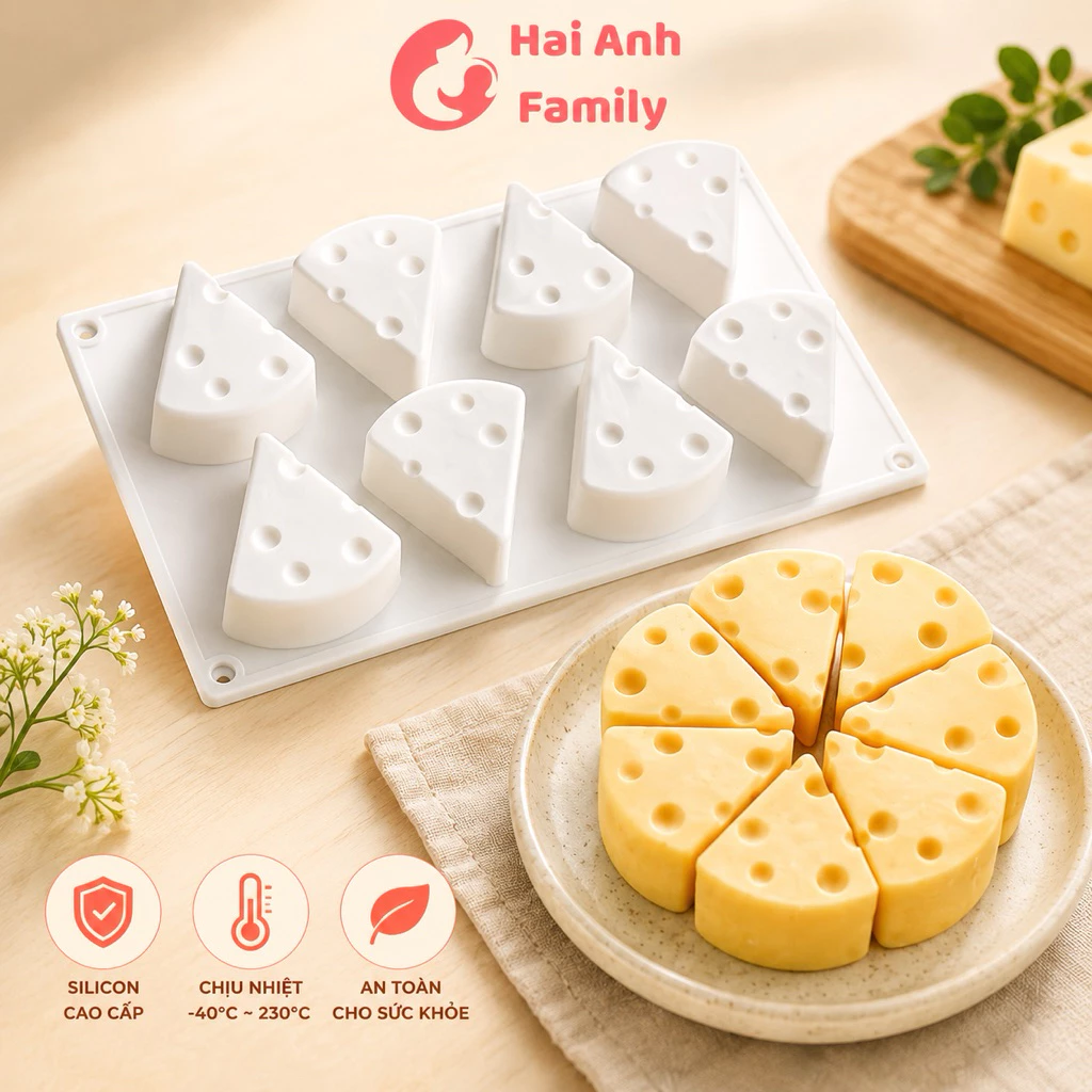 Khuôn silicon 8 hình phô mai tạo hình pudding, thạch rau câu, làm đá, làm nến
