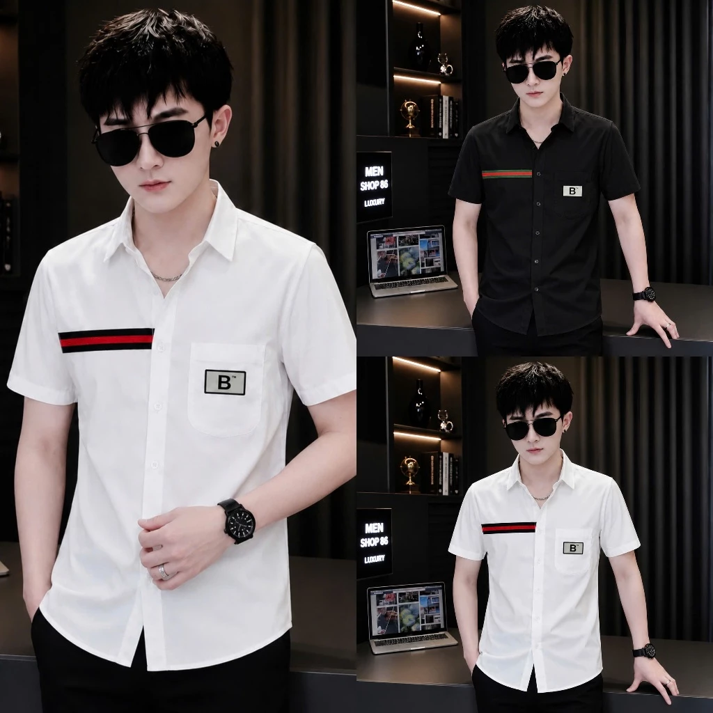 Áo sơ mi nam boy phố chất vải thun lạnh phối họa tiết sang trọng mẫu mới BOUTIQUE_MENSWEAR