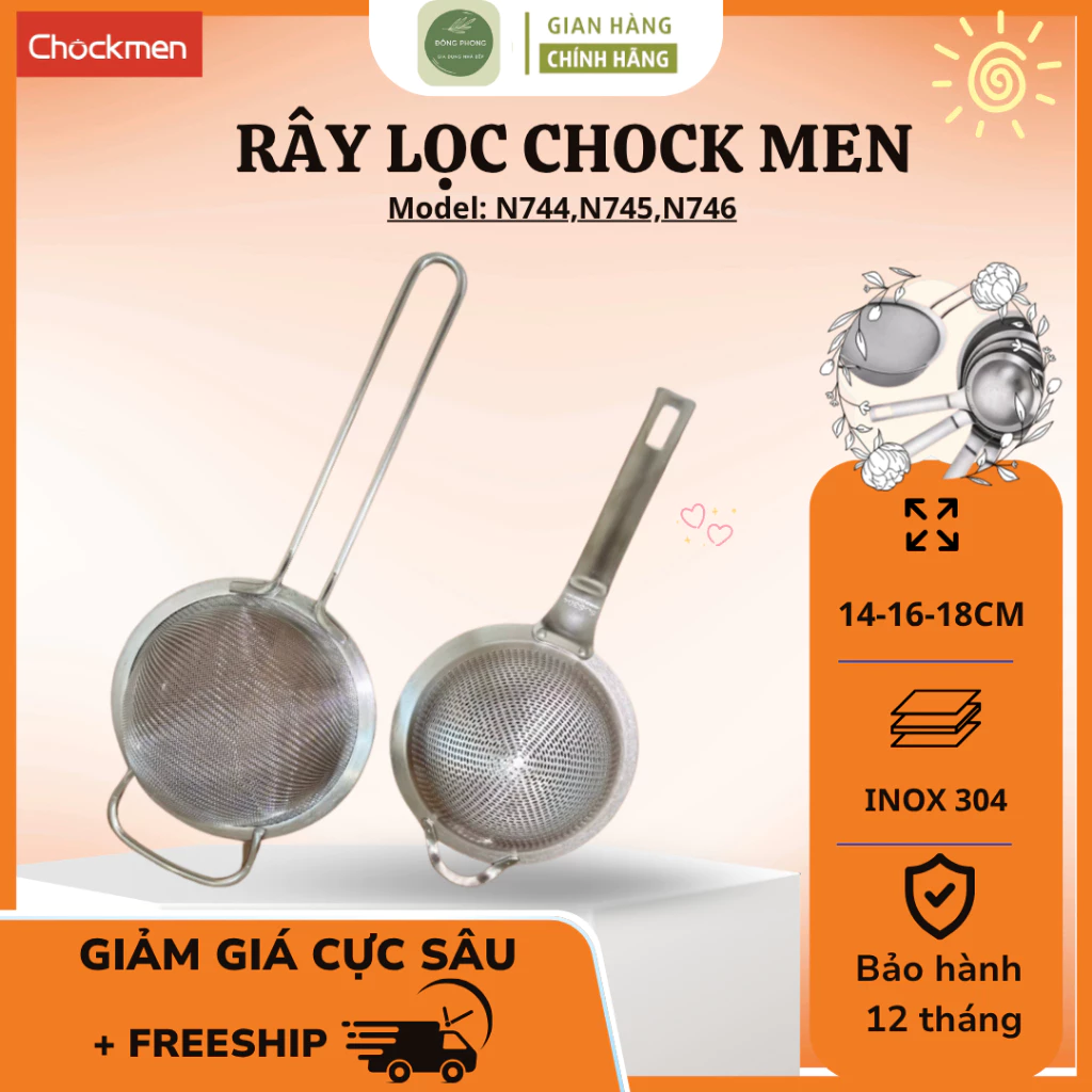 Rây Lọc CHOCKMEN Inox 304 Nguyên Khối Đa Năng, Dùng Lọc Thực Phẩm Tiện Lợi - Đông Phong