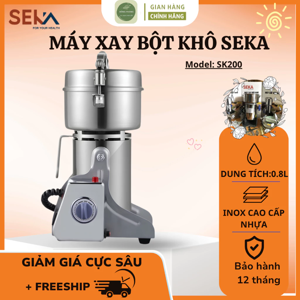 Máy Xay Bột Khô SEKA SK200 Xay Được Hạt Khô Và Dược Liệu, Vận Hành Đơn Giản - Đông Phong