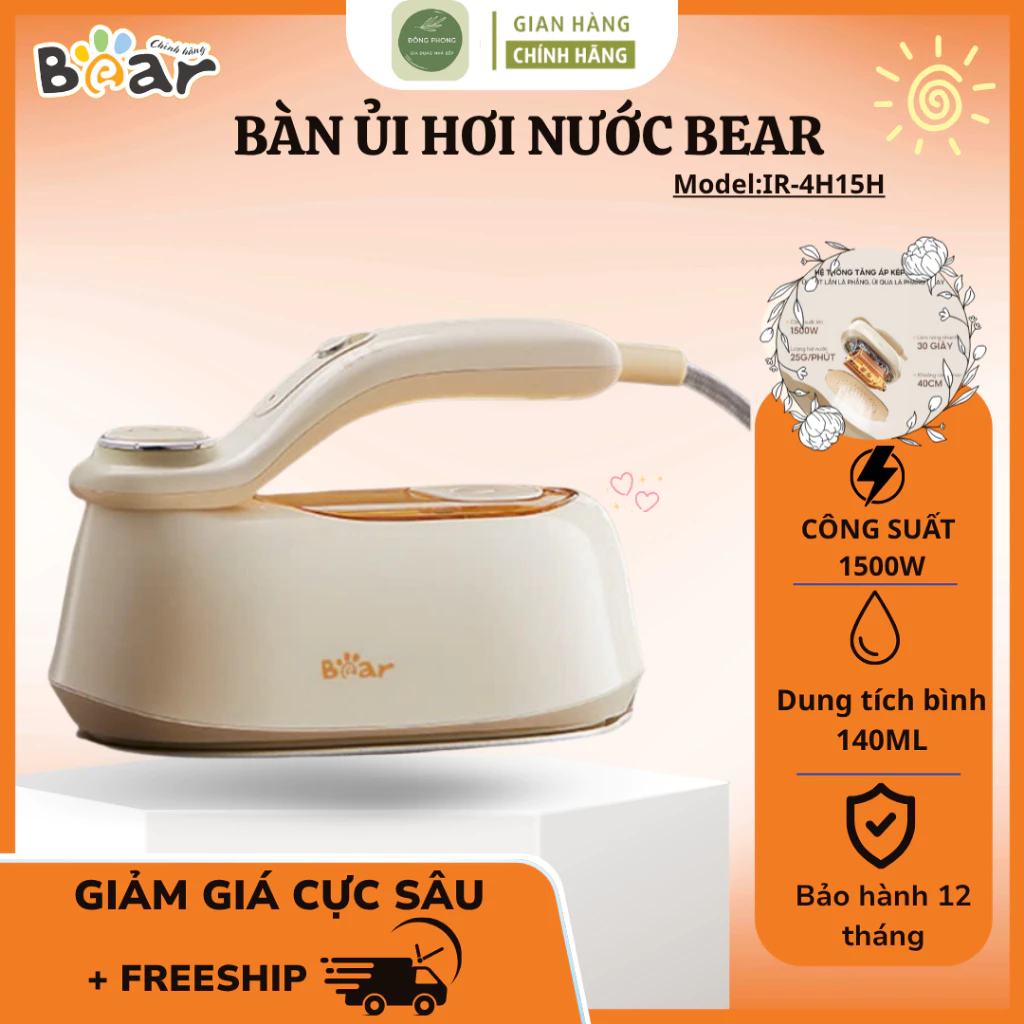 Bàn Ủi Hơi Nước Bear IR-4H15H Cầm Tay Đa Năng Hoạt Động Ổn Định, Đáp Ứng Nhu Cầu Sử Dụng Hằng Ngày - Đông Phong