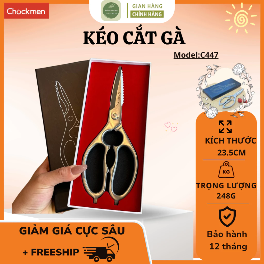 Kéo Cắt Gà CHOCKMEN C447 Tay Cầm Hợp Kim Nhôm Bền Chắc, Cầm Êm Tay Khi Sử Dụng - Đông Phong