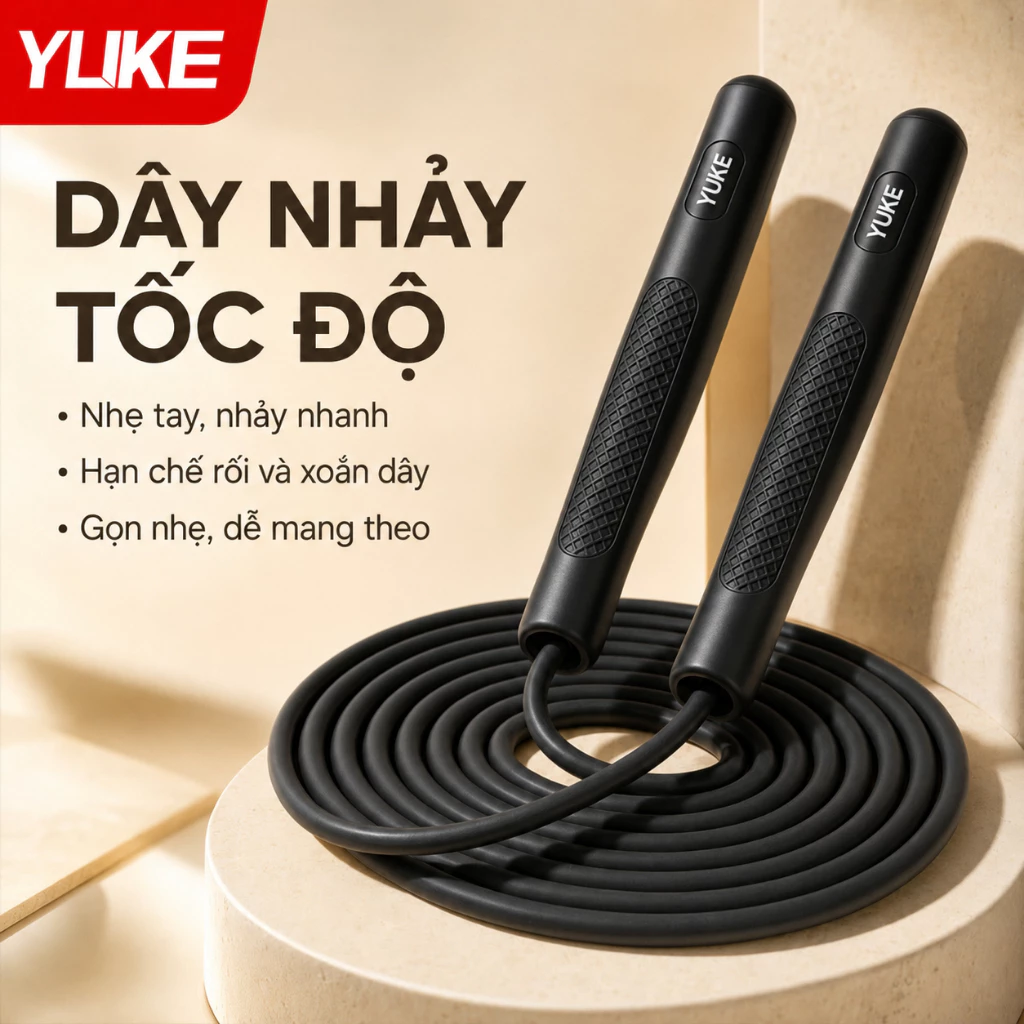 Dây nhảy thể thao ylike yuke dài 2.8m, dây nhảy pvc tay cầm chống trượt, dụng cụ tập cardio tại nhà JS636
