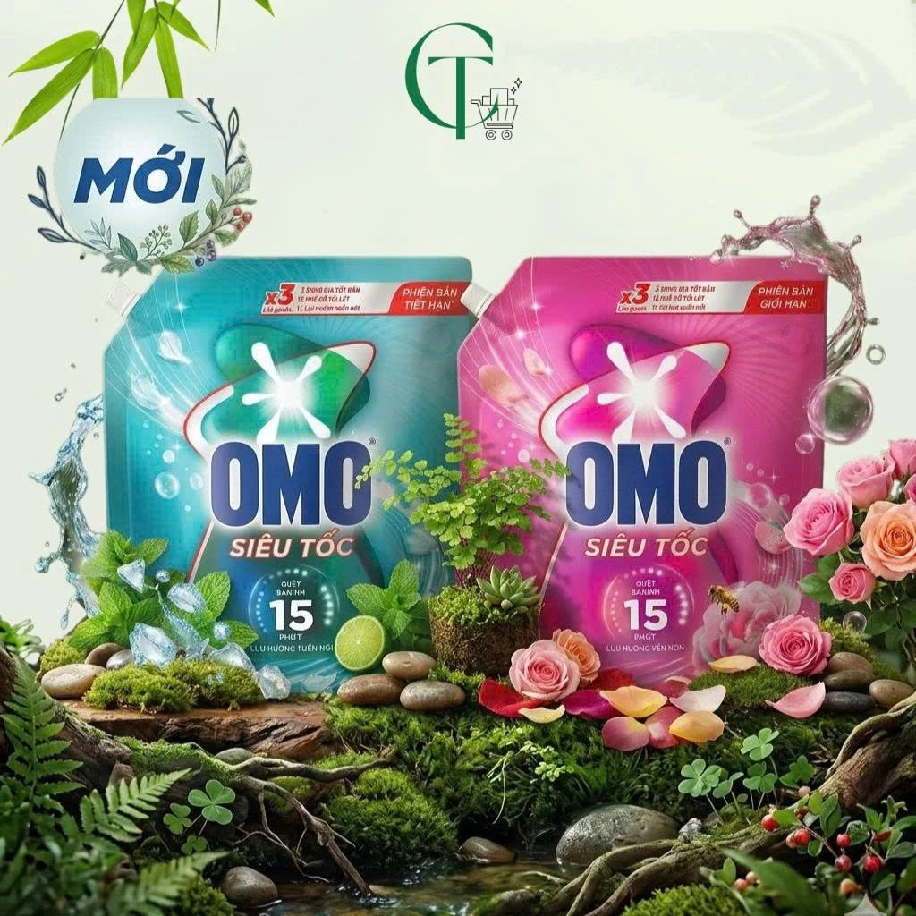 Nước giặt Omo Siêu Tốc được thiết kế dành riêng cho chu trình giặt nhanh túi 3.4KG - cattuongminimart