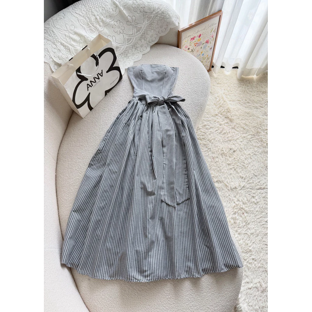 Đầm Kiểu Dáng Dài Cúp Ngực Sọc Xám Anna - Molisa Dress
