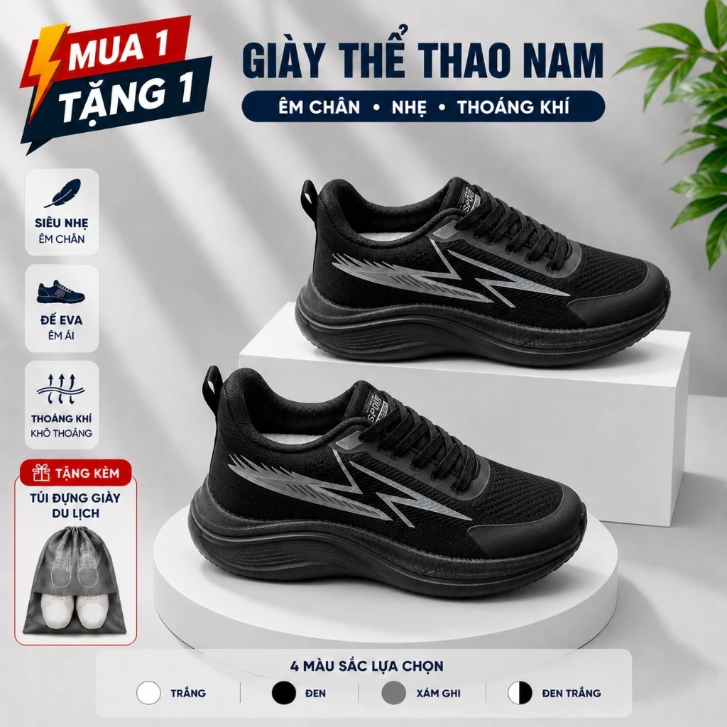 [Tặng túi đựng giày] Giày Thể Thao Nam/Nữ Đế Mềm Chống Trượt Thoáng Khí Đi Bộ Chạy Bộ Êm Chân Cả Ngày 2608
