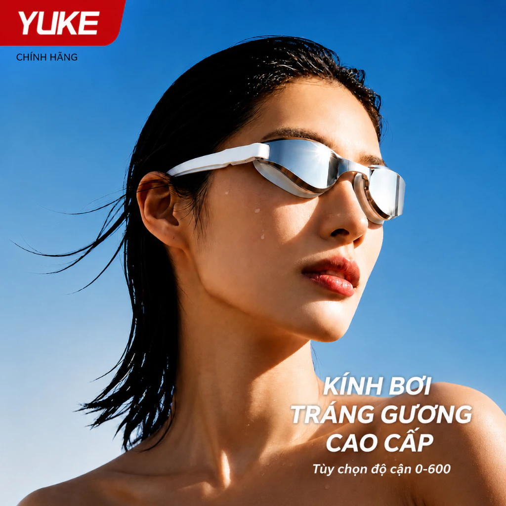 Kính bơi cận Shiwei yuke tráng gương cao cấp, kính bơi chống nước chống sương mờ YA26