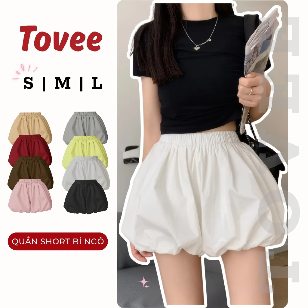 Quần SHORT BÍ NGÔ Cạp Lưng Thun Chất Kate 2 Lớp QU03,  Quần Đùi Nữ Phồng Bồng Bềnh TOVEE