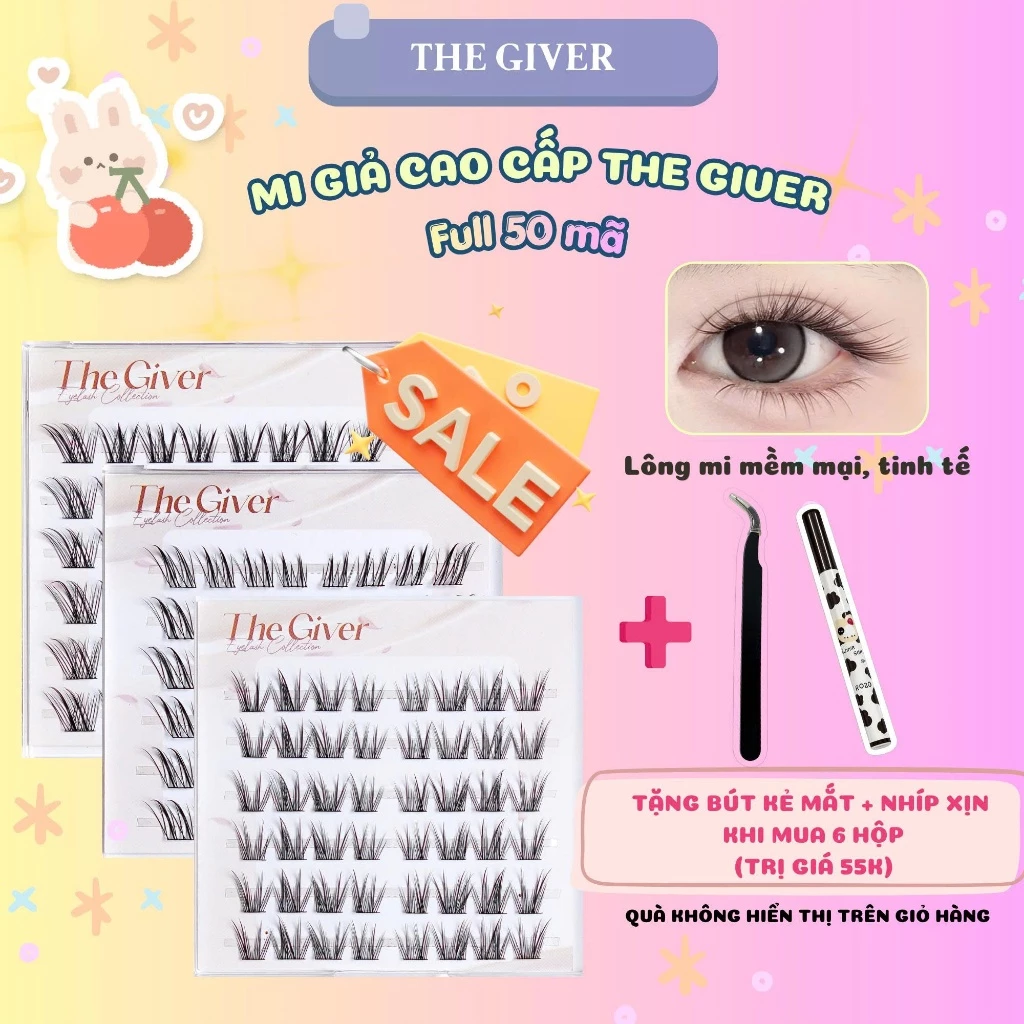 (TẶNG QUÀ) Lông Mi Cao Cấp Không Sẵn Keo The Giver, Sợi Mi Mỏng, Gắn Tự Nhiên, Tái Sử Dụng Nhiều Lần