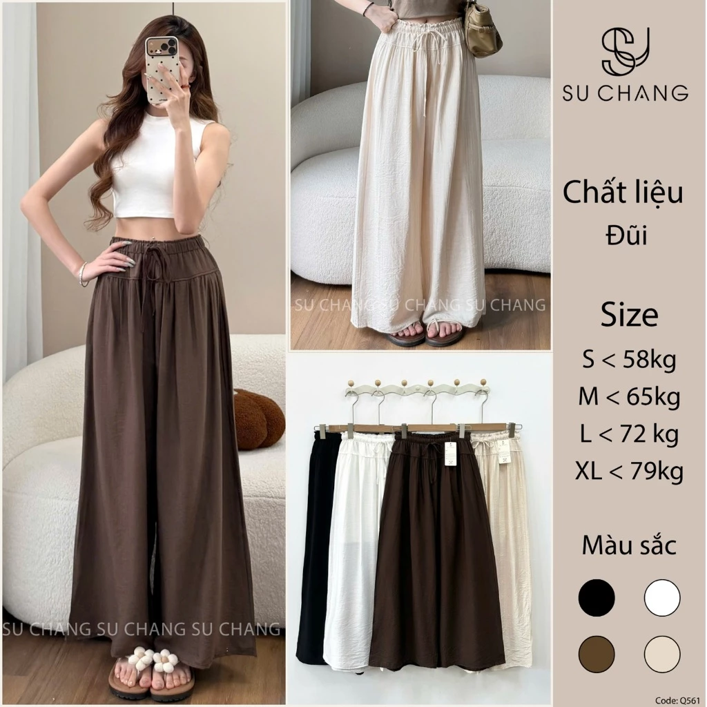 Quần Đũi Ống Rộng Cạp Chun Rút Dây Q561 Su Chang Thời Trang Nữ