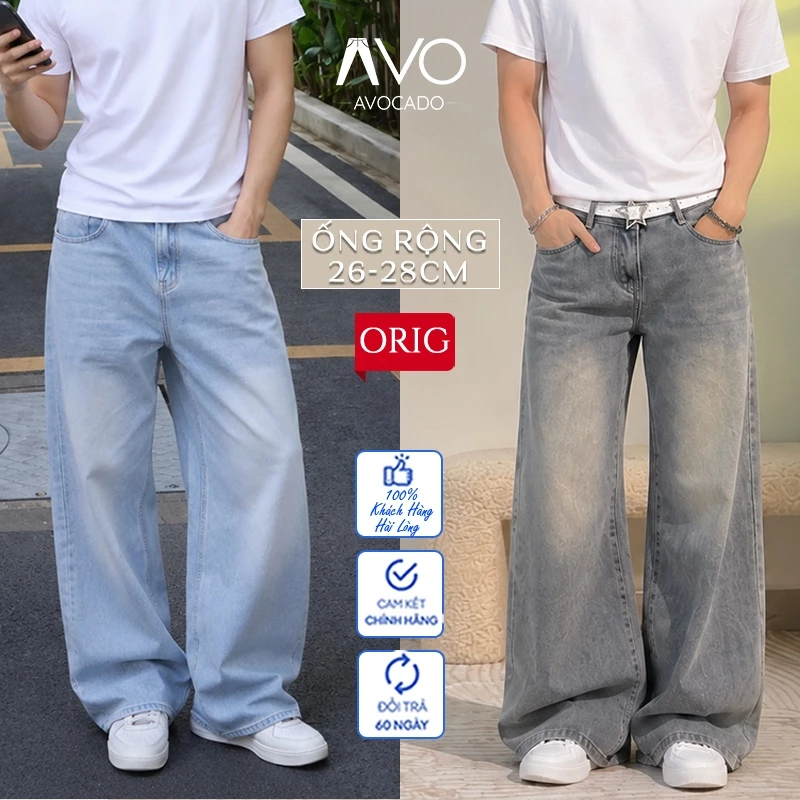 [CÓ BIGSIZE] Quần Jean Nam Xanh Retro Avocado Retro Jeans, Quần Bò Ống Suông Rộng Nam Dáng Regular