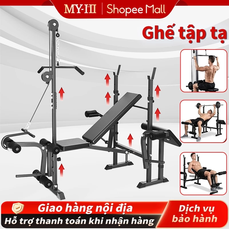 ghế tập tạ đa năng,Giường nâng tạ đa chức năng,Có thể điều chỉnh đa cấp,Chịu tải 500kg,Gấp di động