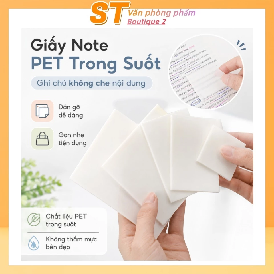 Giấy ghi chú PET trong suốt, dễ xé, độ bám dính cao, có thể dán nhiều lần, sổ ghi chú dành cho học sinh, văn phòng