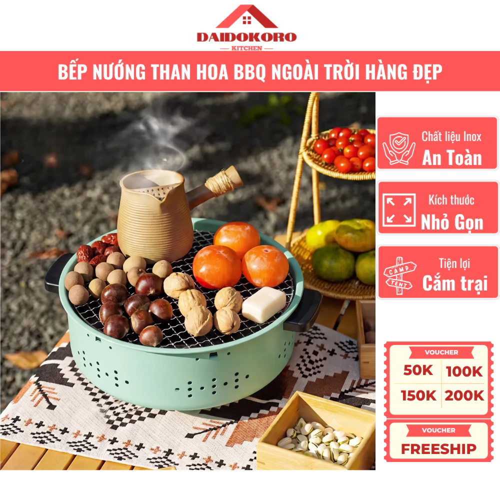 Bếp Nướng Than Hoa Không Khói BBQ Phong Cách Hàn Quốc, Tiện Lợi, Du Lịch, Picnic, Dã Ngoại