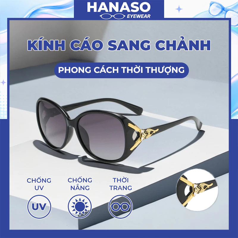 Kính mắt râm mát nữ,mắt kính không độ chống tia UV400 phong cách Hàn Quốc Hottrend đi chơi đi biển đẹp HANASO 207