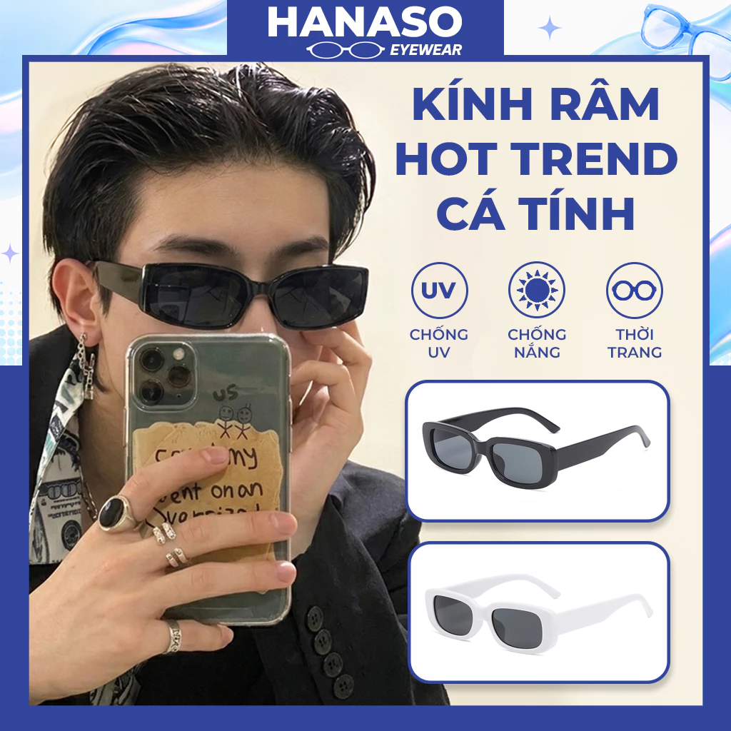 Kính mắt râm mát nữ nam mắt kính không độ gọng vuông phong cách Hàn Quốc chống tia UV400 đi chơi đi biển đẹp cá tính 252