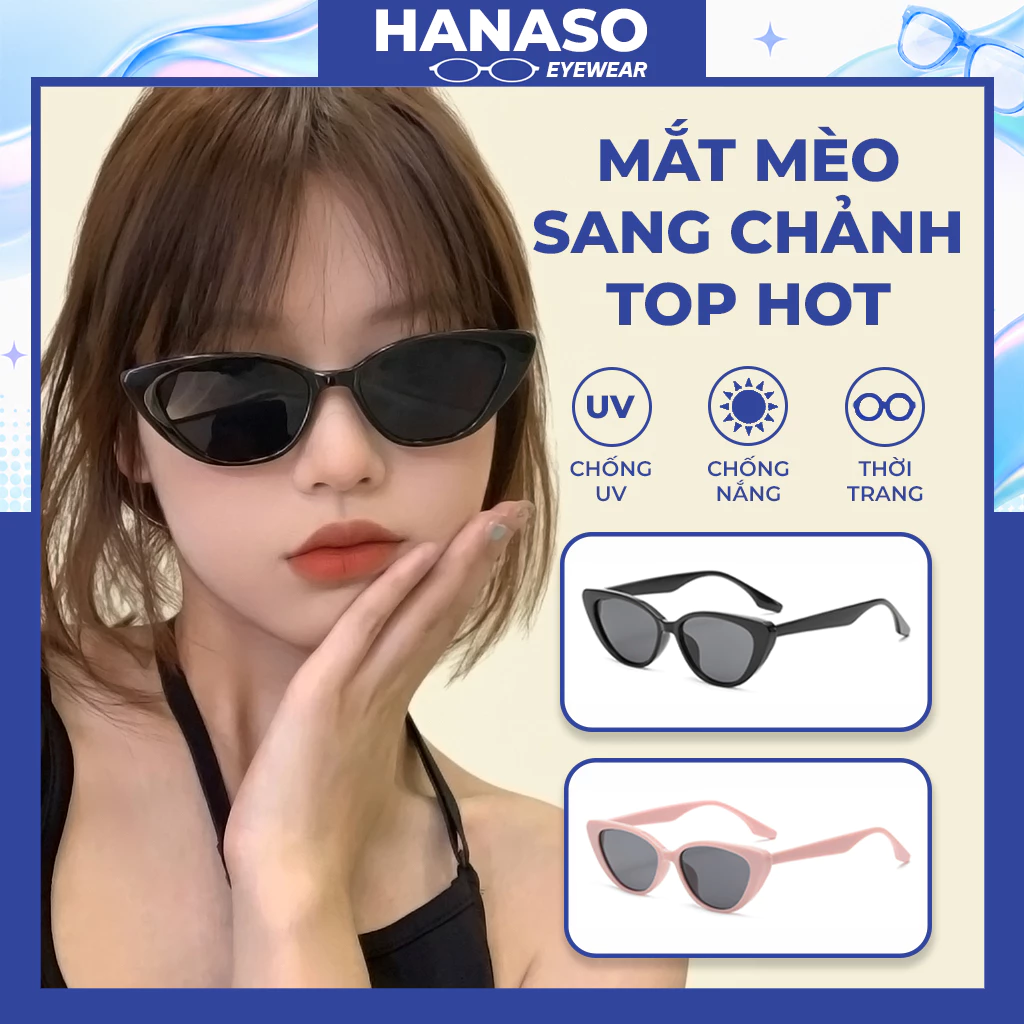Kính mắt râm mát nữ nam phong cách Hàn Quốc chống tia UV400 bảo vệ mắt đi chơi đi biển chụp ảnh siêu đẹp HANASO 264