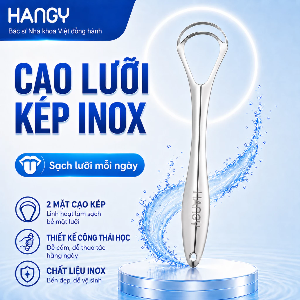 Cạo Lưỡi Kép Inox HANGY | Vệ sinh lưỡi hằng ngày cho hơi thở thơm mát
