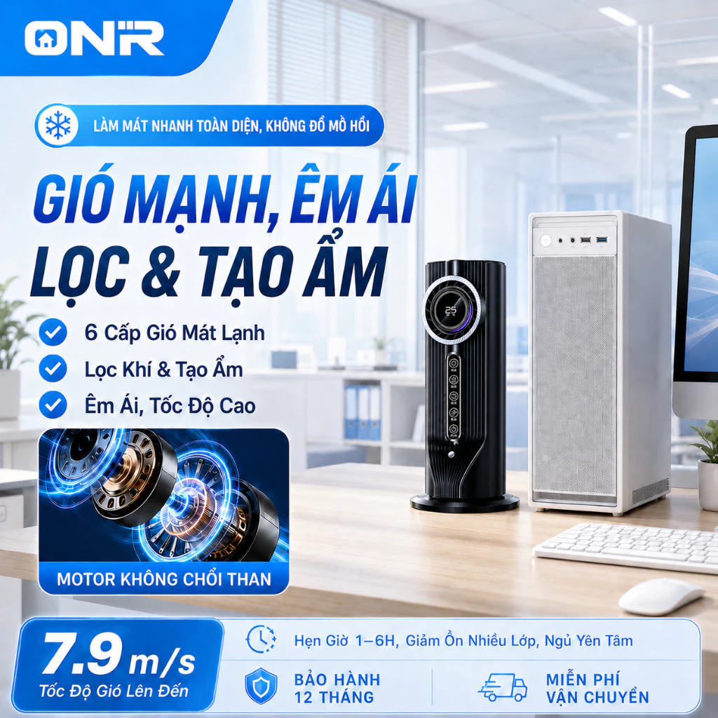 Quạt Để Bàn Di Động, Máy Có Chức Năng Tạo Ẩm, Lọc Bụi Và Hoạt Động Êm Ái