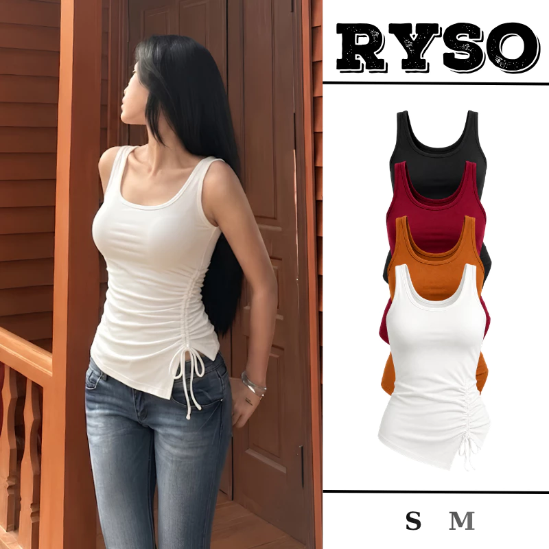 Áo Thun Ba Lỗ Rút Dây Xẻ Tà Trước Chất Thun Borip Kiểu Trơn Phong Cách Năng Động Cá Tính 3L08 RYSO