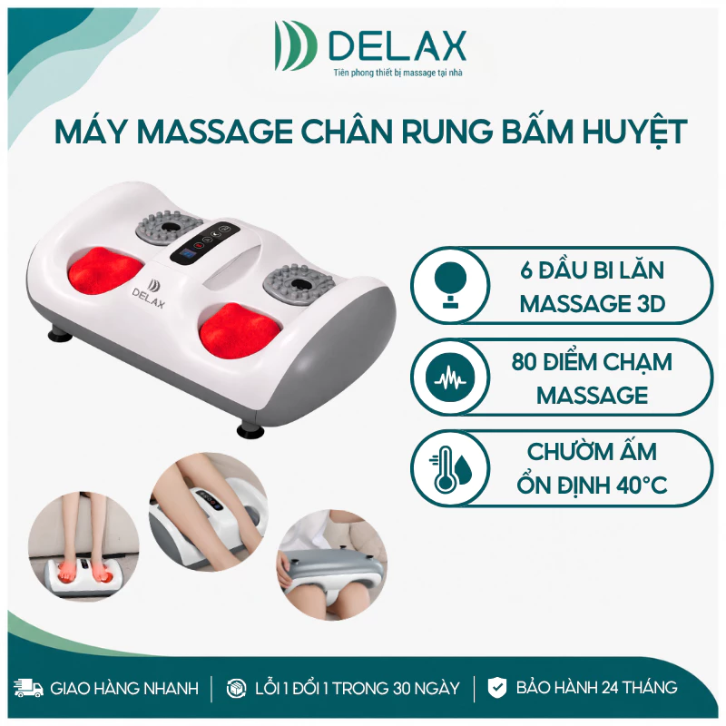 Máy Massage Chân DELAX MSC06 Bấm Huyệt 3D, Massage Rung, Chườm Nóng, Thư Giãn Bàn Chân, Giảm Mỏi