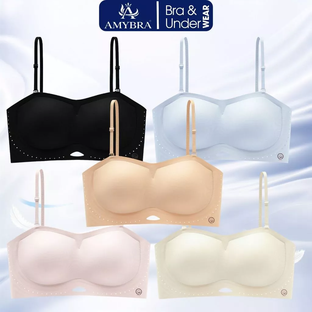 Áo Ngực Không Dây Nữ AMYBRA A978 Áo Lót Nữ Viền Silicon Chống Tuột Mút Đệm 0.5CM Mặc Đầm Cúp Ngực