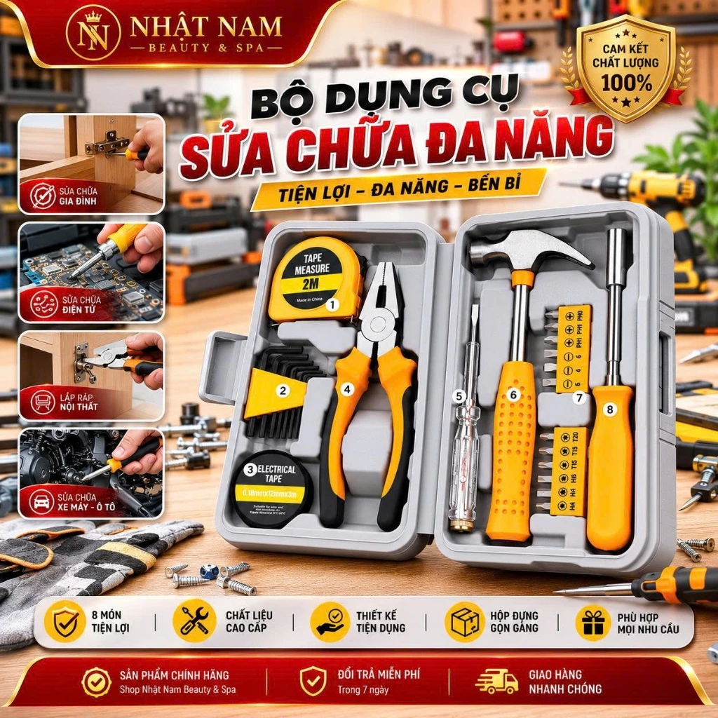 Bộ Dụng Cụ Sửa Chữa Đa Năng 7 Món 24 Chi Tiết, Bộ Dụng Cụ Sửa Điện Tiện Ích Cho Gia Đình - Có Hộp Đựng Tiện Lợi