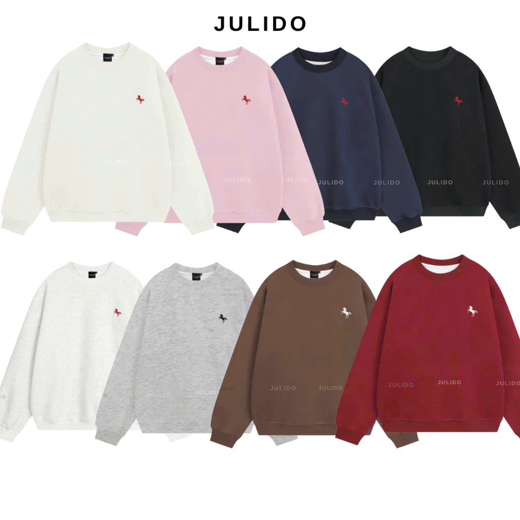 Áo Sweater cổ tròn logo thêu sắc CỜ JULIDO vải nỉ 2 da form rộng unisex