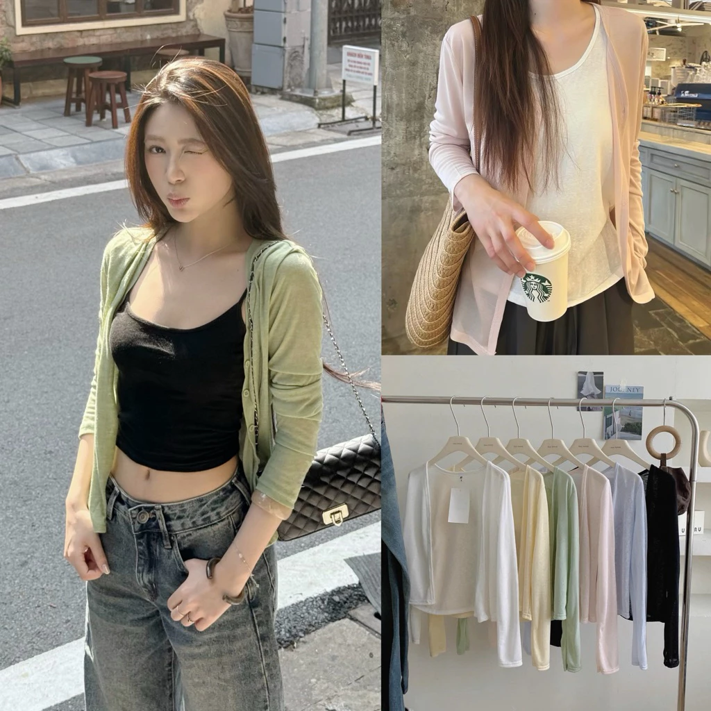 [Hàng Loại L1] Áo khoác cardigan thun giấy mỏng cúc cài dài tay - Shiro Cardigan A3782