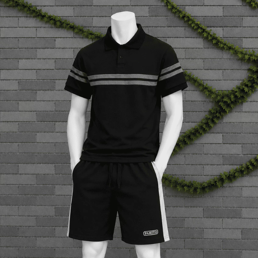 Bộ quần áo nam polo mùa hè kẻ ngang ngực chất cotton cá sấu thông hơi siêu mát BH47