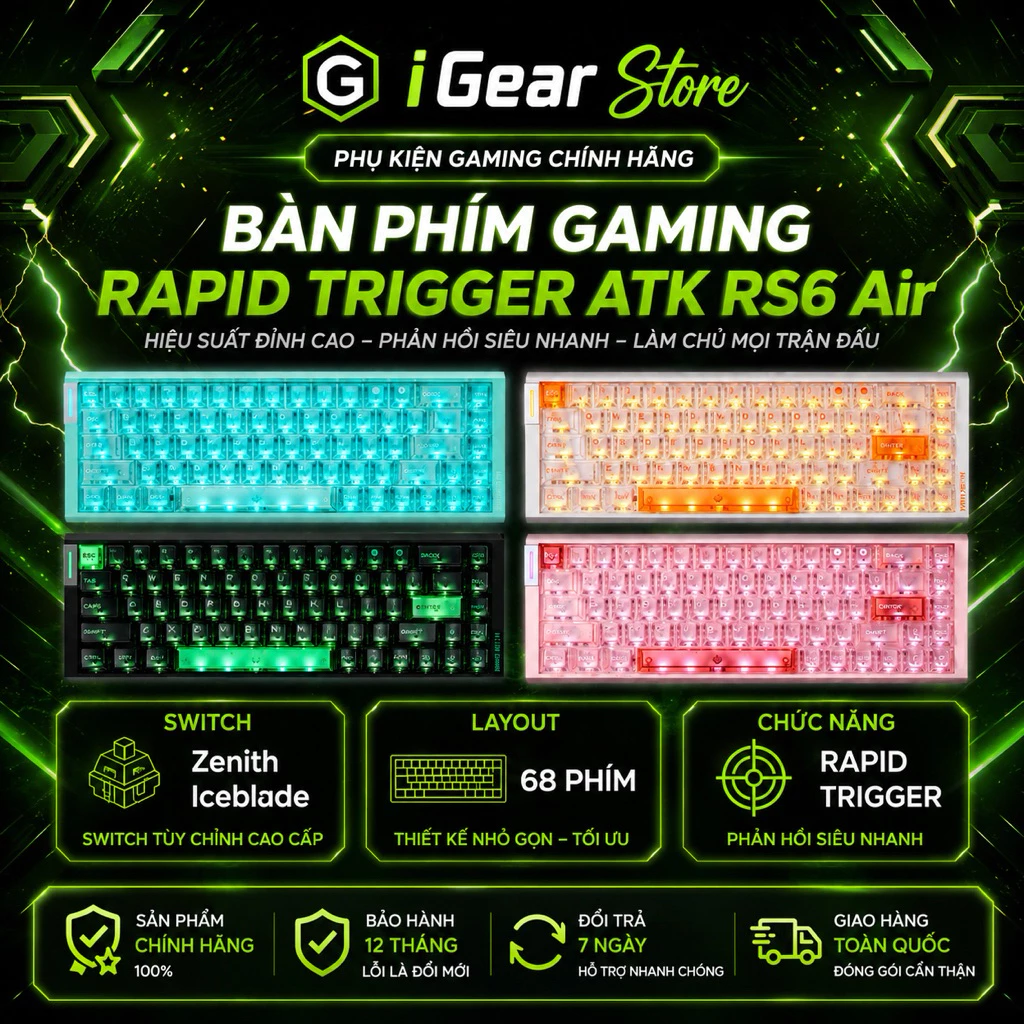 Bàn Phím Rapid Trigger ATK RS6 Air - Chính hãng 100% - BH 12 Tháng