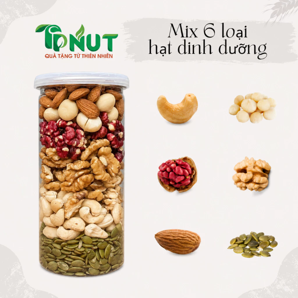 500g Hạt dinh dưỡng mix 6 loại hạt cao cấp TPNut