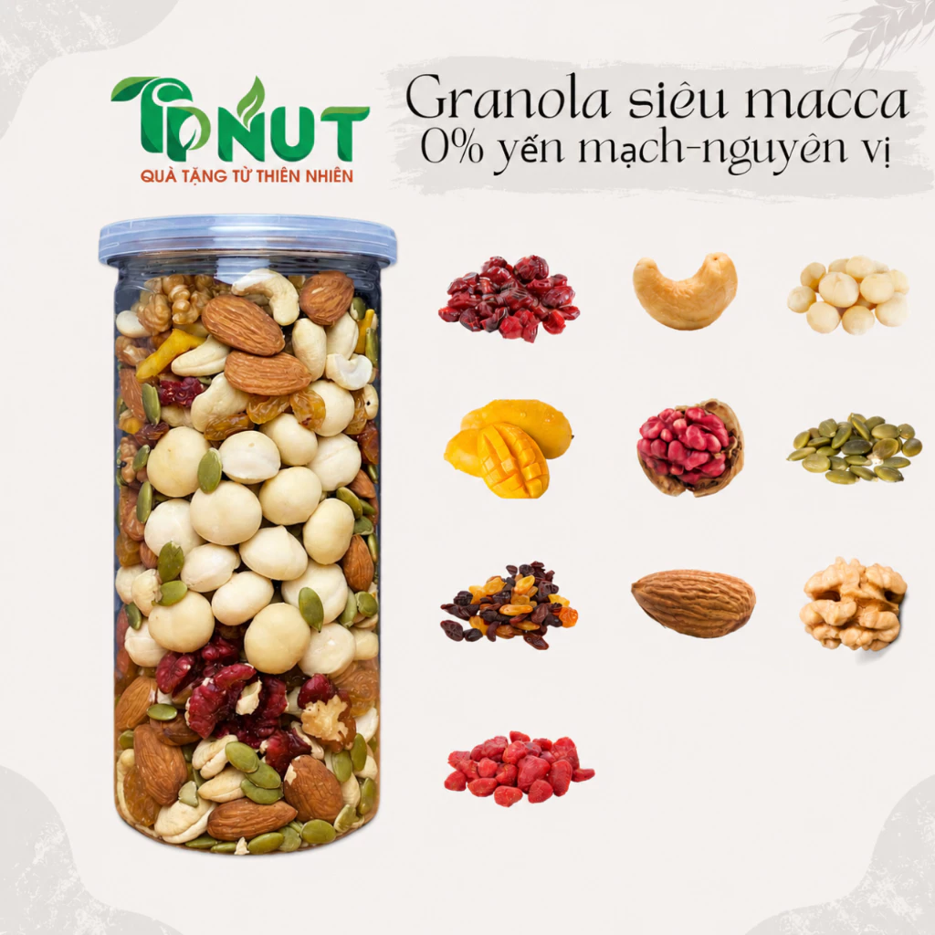 500g Granola siêu hạt, siêu macca không yến mạch TPNut