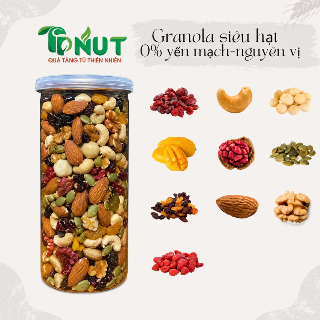 500g Granola siêu macca, siêu hạt không có yến mạch TPNut