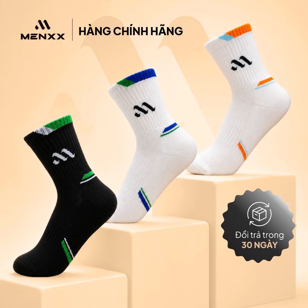 Set 5 Đôi Tất Thể Thao MENXX - Vớ Cổ Trung Co Giãn 4 Chiều, Thoáng Khí Cao Cấp M92