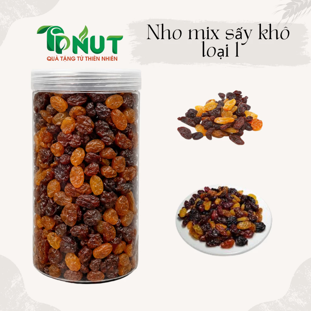 500g hoặc 250g Nho mix 3 màu sấy khô loại 1