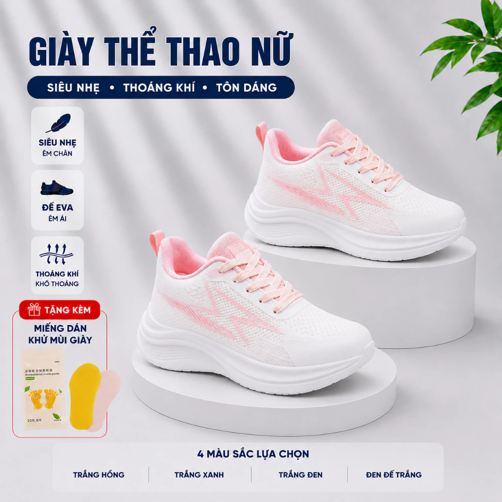 [Tặng miếng dán khử mùi giày] Giày Thể Thao Nam/Nữ Đế Cao Tôn Dáng Vải Thoáng Khí Đi Bộ Đi Chơi Siêu Êm Hot Trend 2608