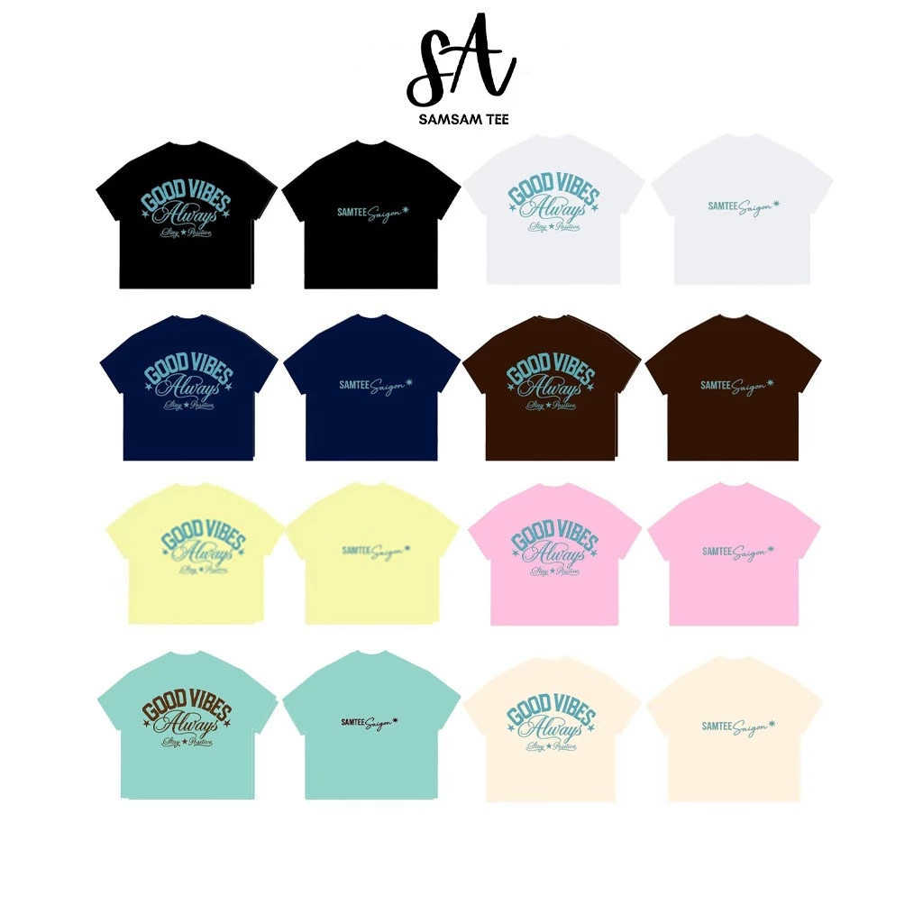 [MỚI] Áo Thun Boxy Local Brand Form Rộng Tay Ngắn Cotton " GOOD VIBES " Xanh Tiffany Blue Nam Nữ Unisex