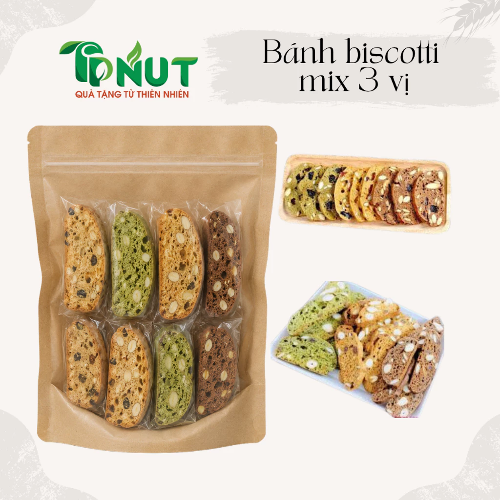 500g hoặc 250g Bánh Biscotti mix 3 vị ăn kiêng siêu ngon