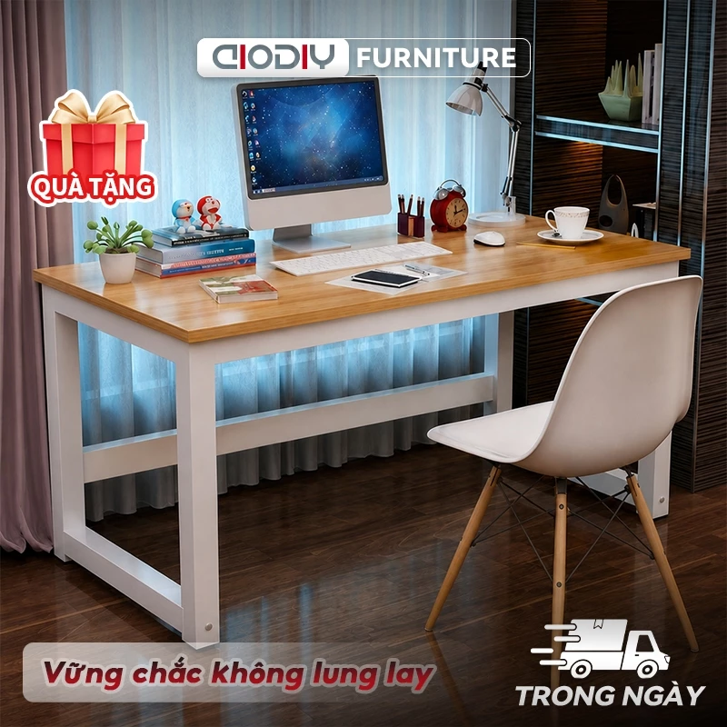 Bàn Học & bàn làm việc Bằng Gỗ Tự Nhiên AIODIY 80/120CM,Đa Năng Cho Học Tập, Làm Việc & Giải Trí