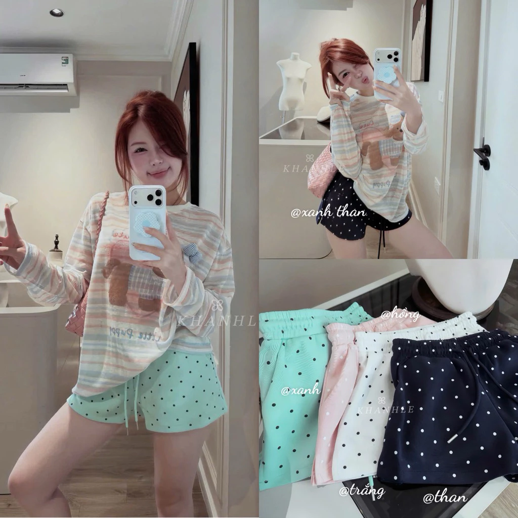 [SẴN] Quần sooc chấm bi full màu Khanh Le - Hàng chuẩn L1 (kèm ảnh thật)