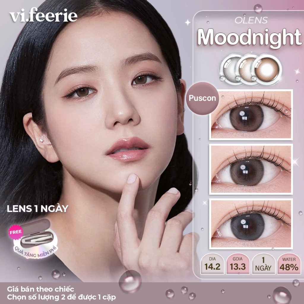 (OLENS) Kính áp tròng (lens) tự nhiên trong trẻo 1 ngày MOODNIGHT MOOD BROWN/GRAY chính hãng -  Vi Feerie Lens