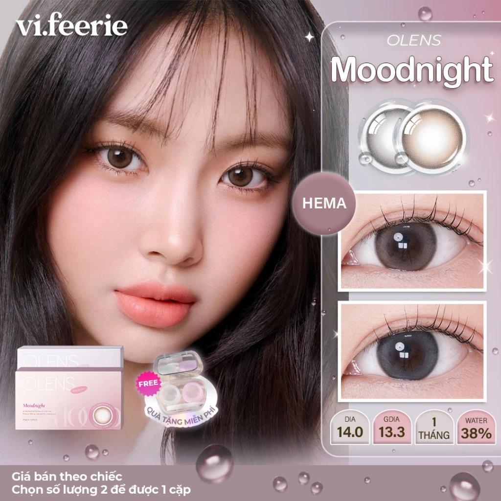 (OLENS) Kính áp tròng (lens) trong trẻo tự nhiên 1 tháng MOODNIGHT MOOD chính hãng -  Vi Feerie Lens