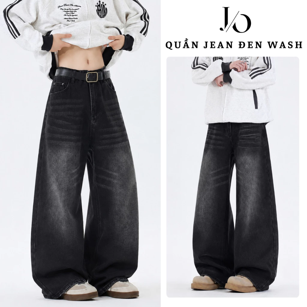 Quần Jean Wash Suông Retro Nam Dáng Đứng Lưng Cao Quần Jean Denim Mềm Suông Ống Rộng 25CM Phủ Giày