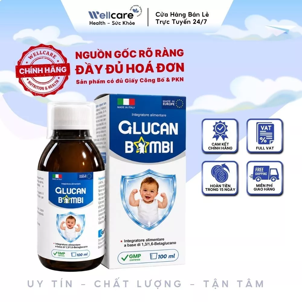 [✨CHÍNH HÃNG] Glucan Bambi - Siro Beta Glucan Hỗ Trợ Tăng Đề Kháng, Bổ Sung Vitamin C - Chai 100ml