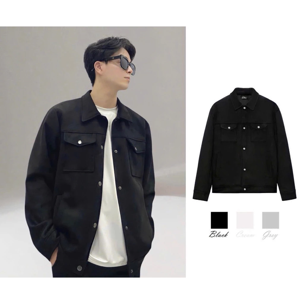 Áo Khoác Nam Kaki Form Rộng Basic 2 Túi Hộp Cao Cấp - Áo Jacket Nam Trơn Dễ Phối Đồ, Phong Cách Hàn Quốc