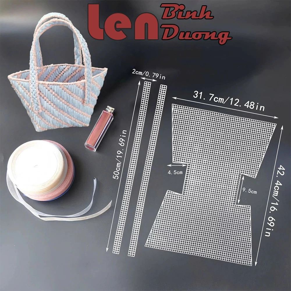 Canvas Lỗ Nhựa Làm Túi Cắt Sẵn 42x32cm – Tấm Lưới Nhựa Handmade